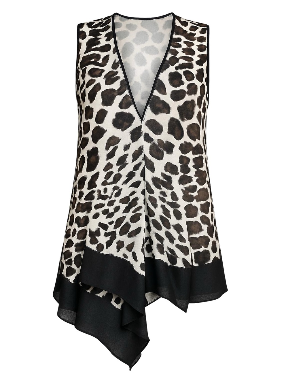 Robbi & Nikki Black Leopard Sleeveless V-Neck Top Medium
